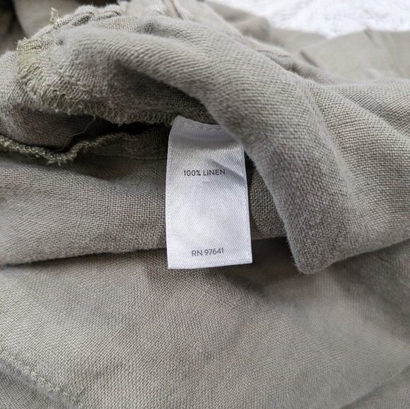 J. Jill Pants Women's XL Green Gray Linen Garment Dyed Pure Pull On Rolled Cuffs - Picture 5 of 9